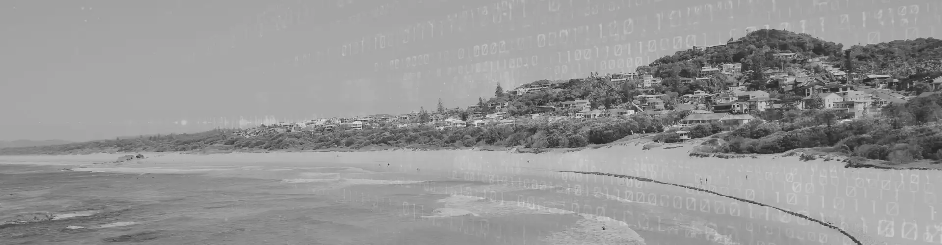 Programming code with Central Coast landscape