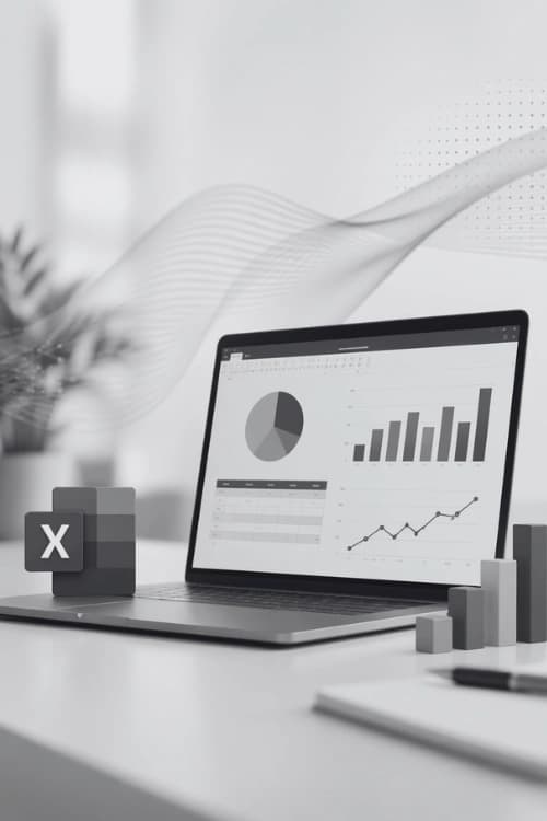 Excel charts and pivot table data on a screen